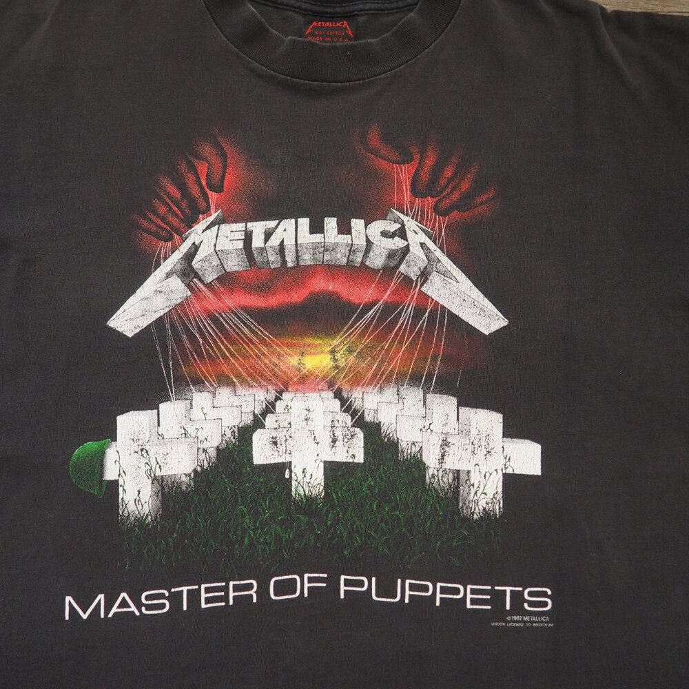 Vintage Metallica 1987 Master Of Puppets Short Sleeve Band Tee Shirt sz XL - Picture 2 of 11